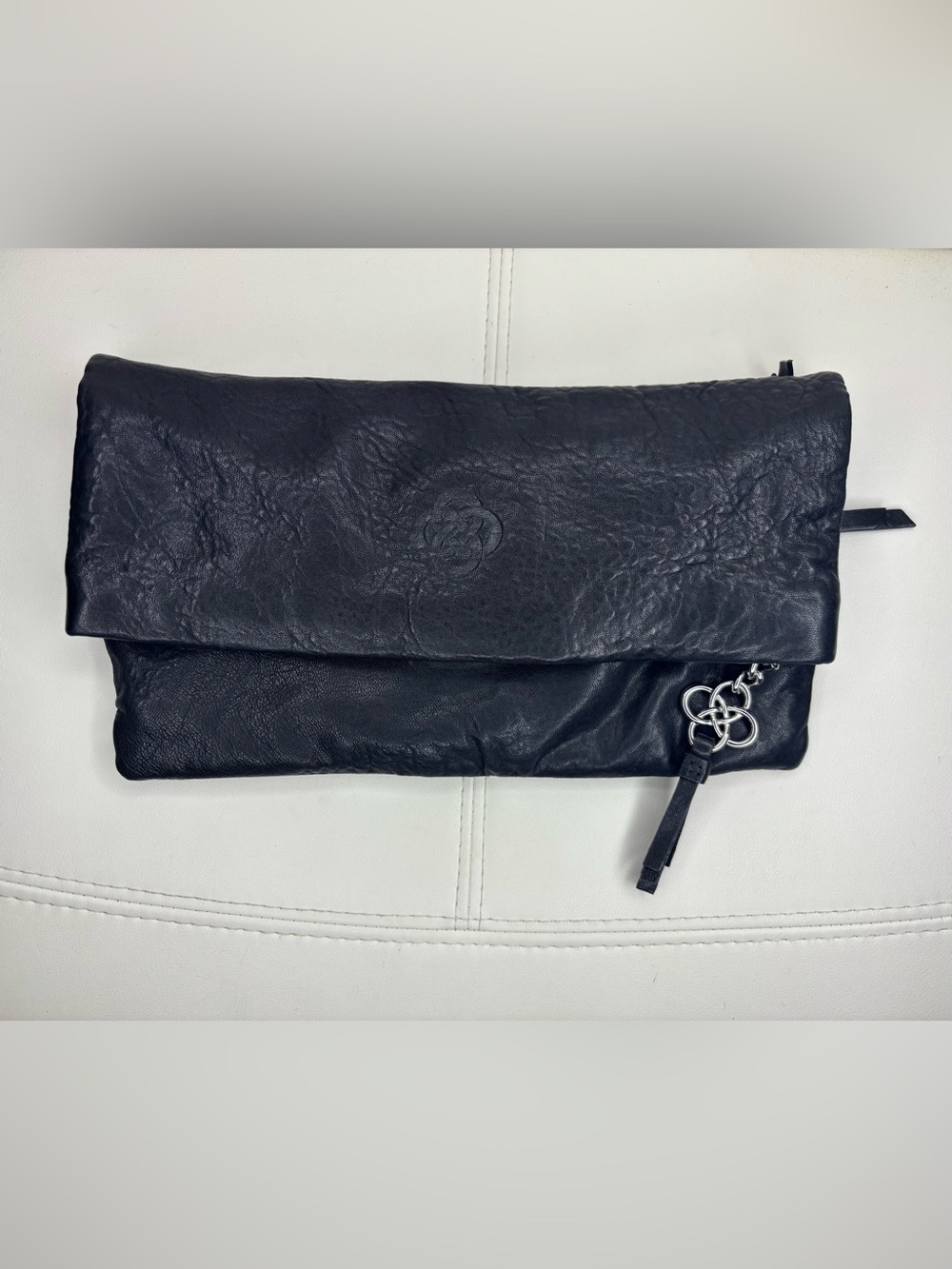 Stella & Dot Chelsea 3-in-1 Foldover Clutch / Crossbody Bag in textured black le